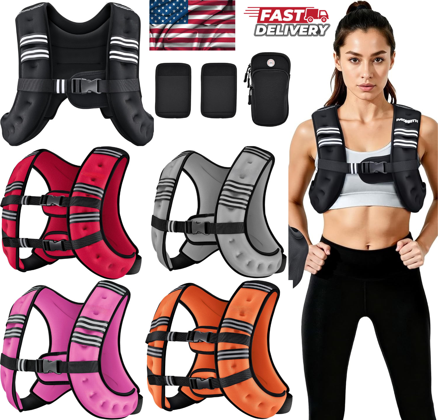 Prodigen Weighted Vest for Women and Men 8 12 16 20 25 30 Lbs with Reflective St