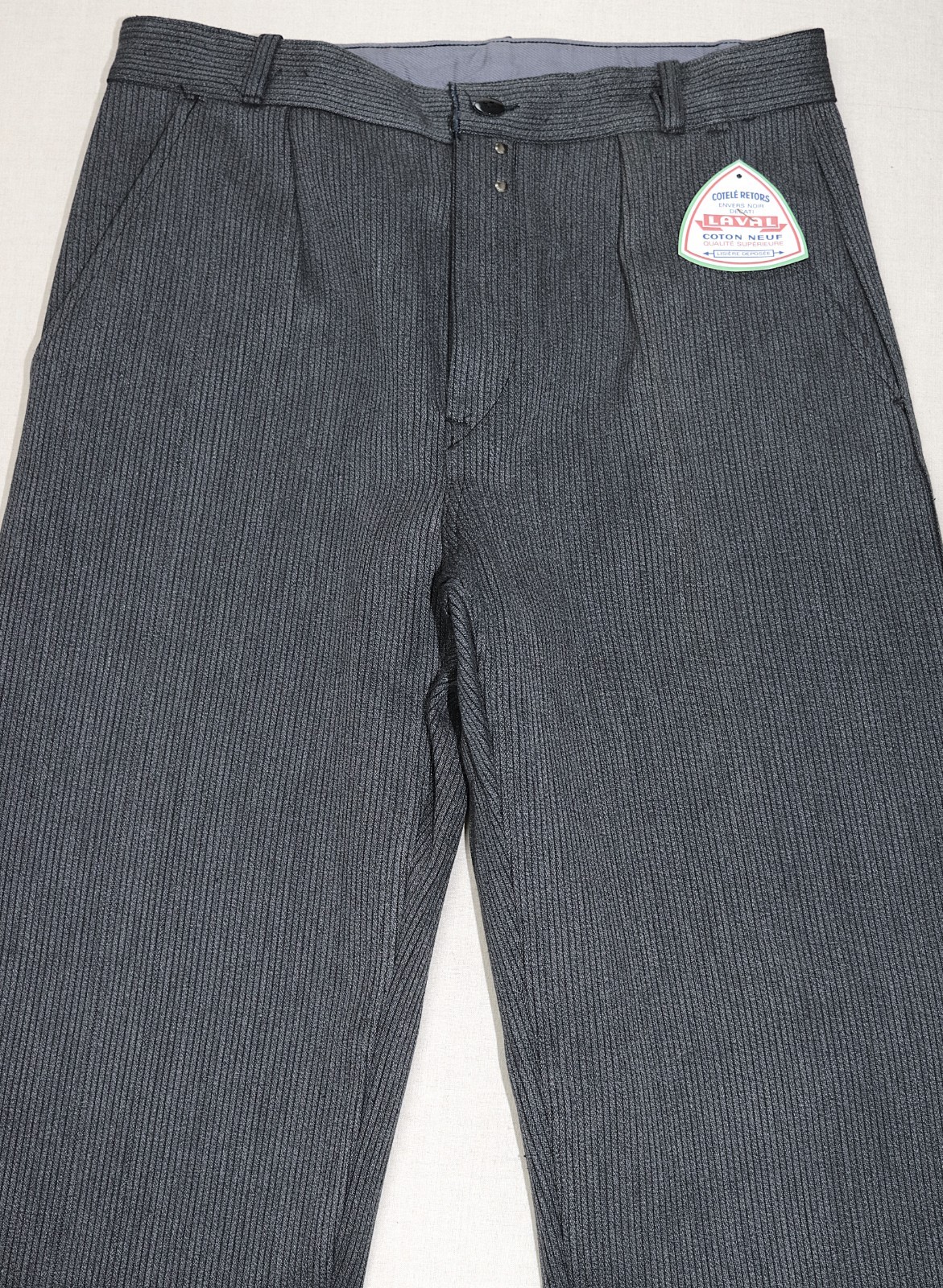 New French 1950s Grey Cotton Pique Work Chore Pants LAVAL W32 Made in France