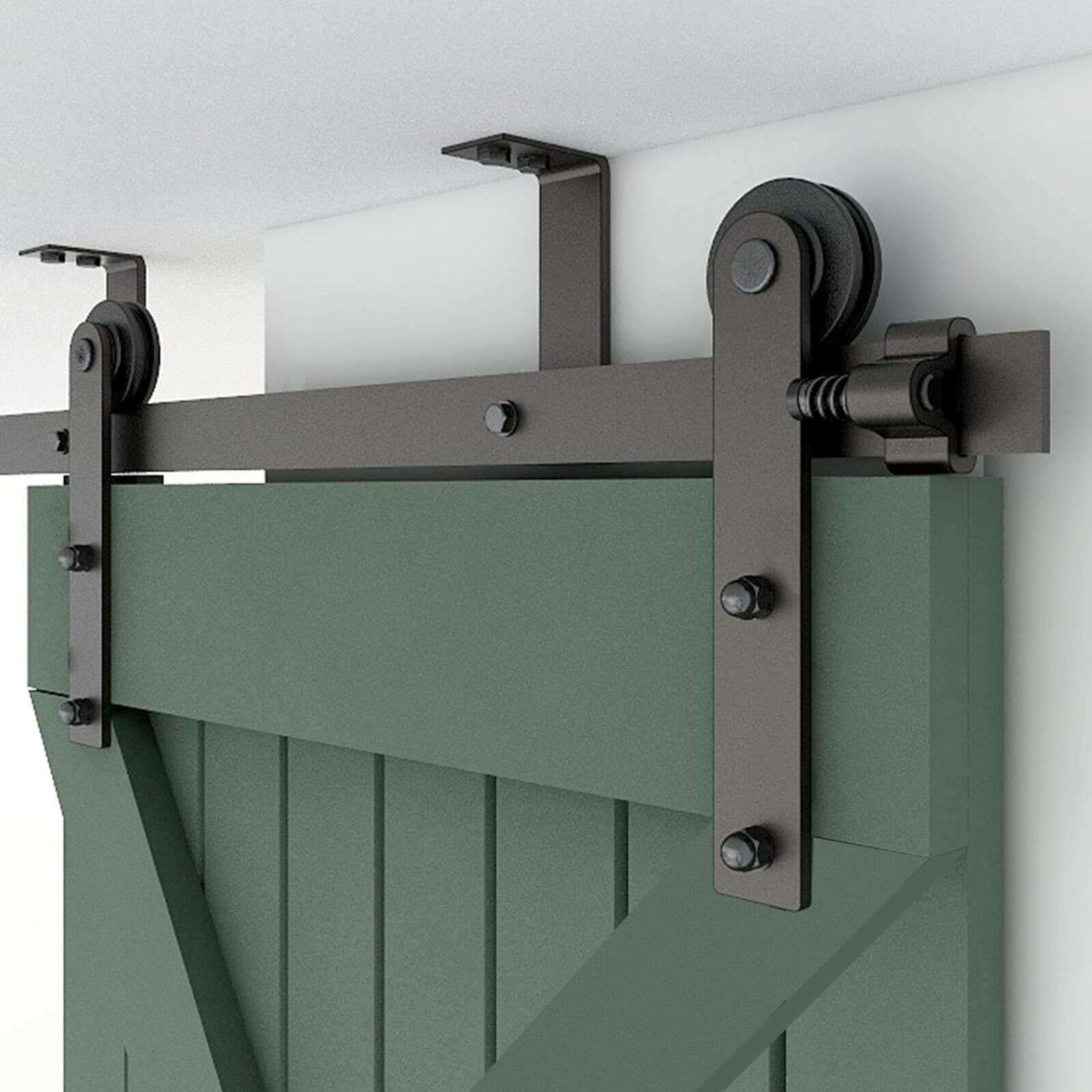 4FT-20FT Sliding Barn Door Hardware Kit Track Roller Closet Ceiling Mount Rail