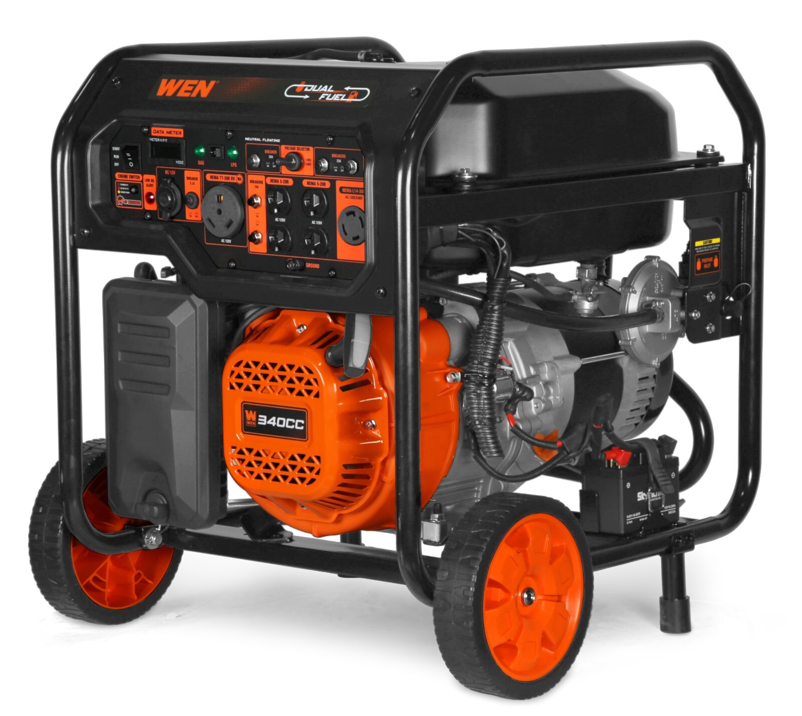 WEN DF800X 8000W 120V/240V Dual Fuel Portable Generator, Electric Start, 340cc