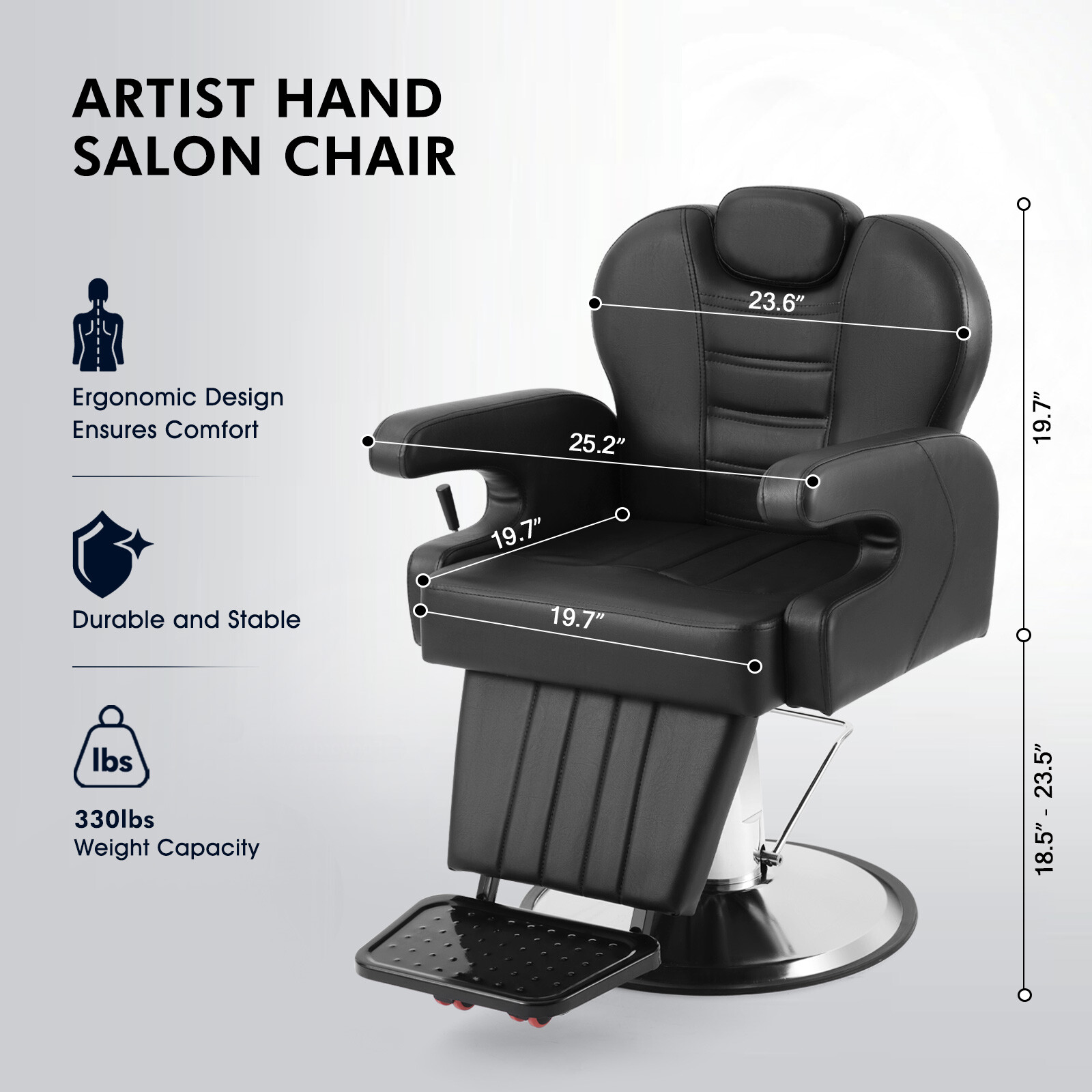 Artist hand Barber Chair Heavy Duty Recline Hydraulic Salon Spa Beauty Equipment