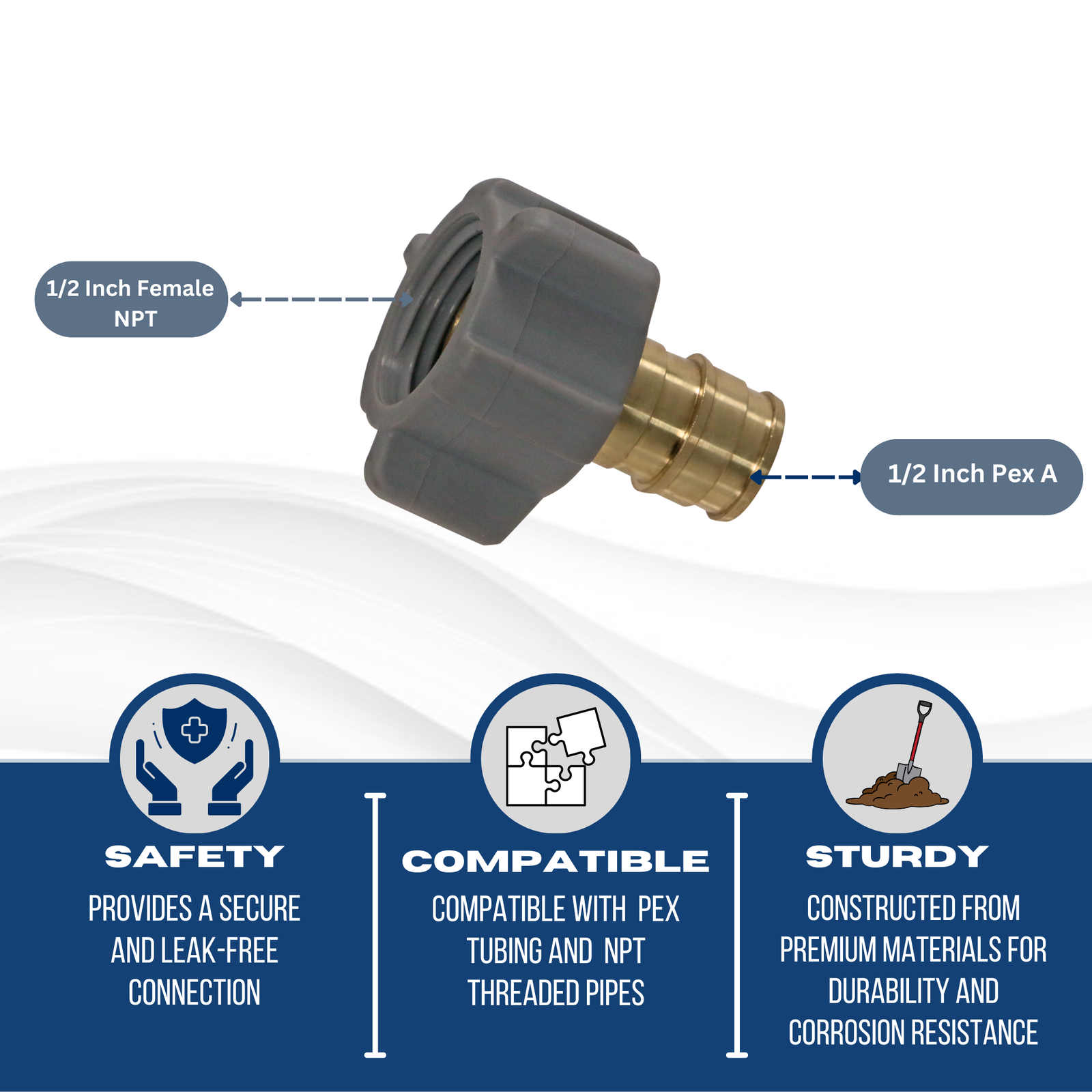 25 Pcs XFITTING 1/2 Inch Pex A x 1/2 Inch Female Swivel Adapter, 31-5-3=25X