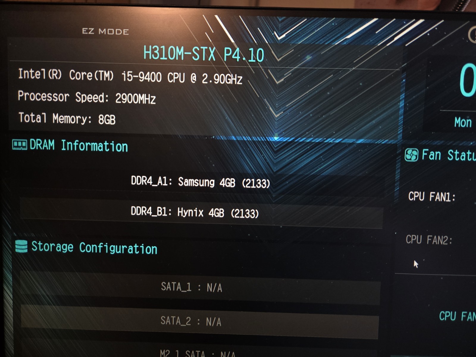 Asrock Deskmini H310M-STX V1.03 I5-9400 8GB WIFI *NO SSD, NO PSU, NO SATA CABLE*