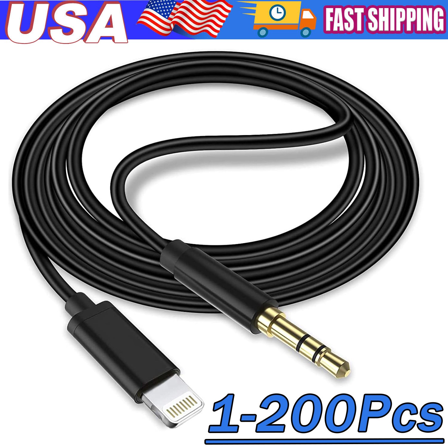 For IPhone 14 13 12 11 Pro Max 8 Pin to 3.5mm AUX Audio Car Adapter Cord Lot