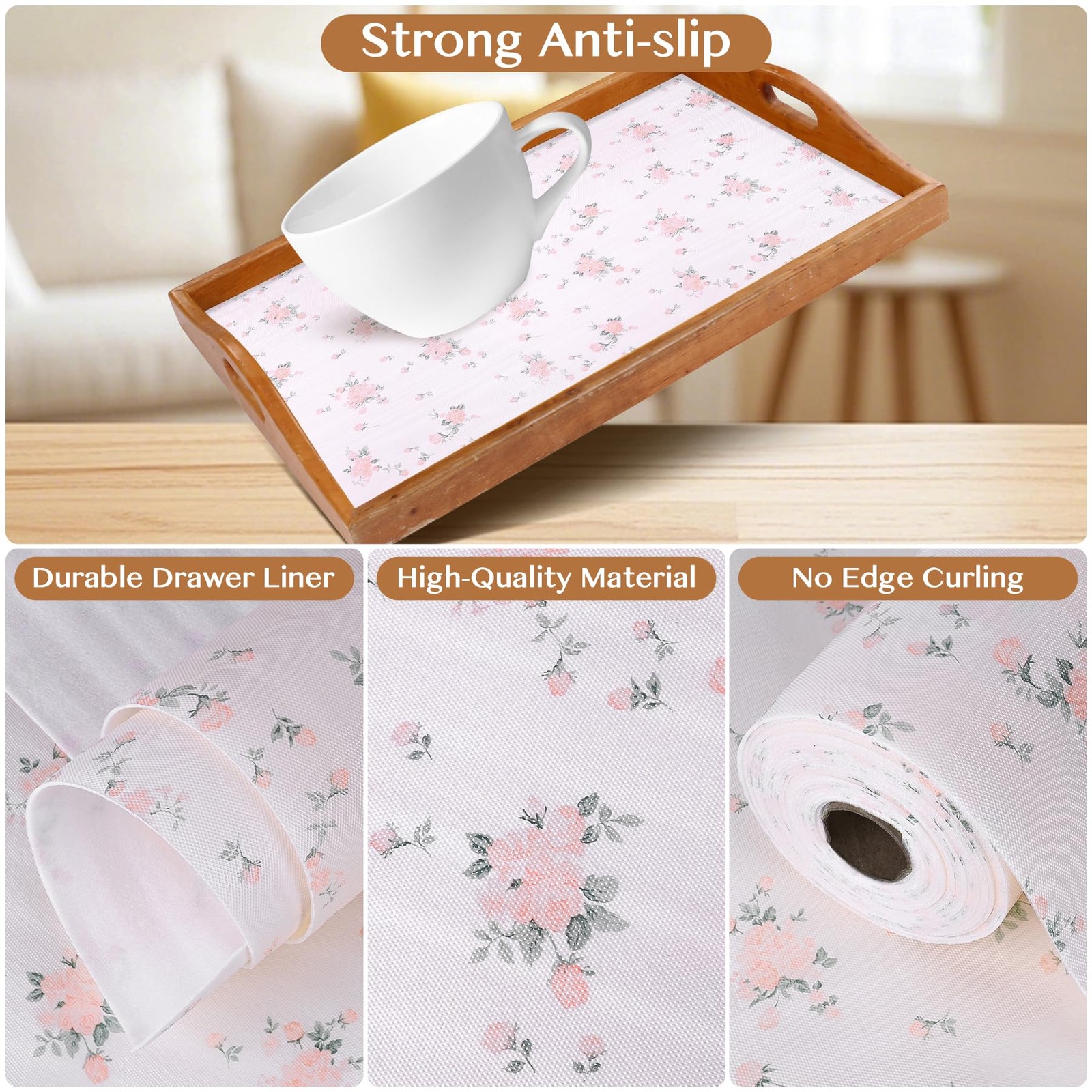 Non-Adhesive Shelf and Drawer Liner for Kitchen Cabinets, 12 in x 17FT Strong...