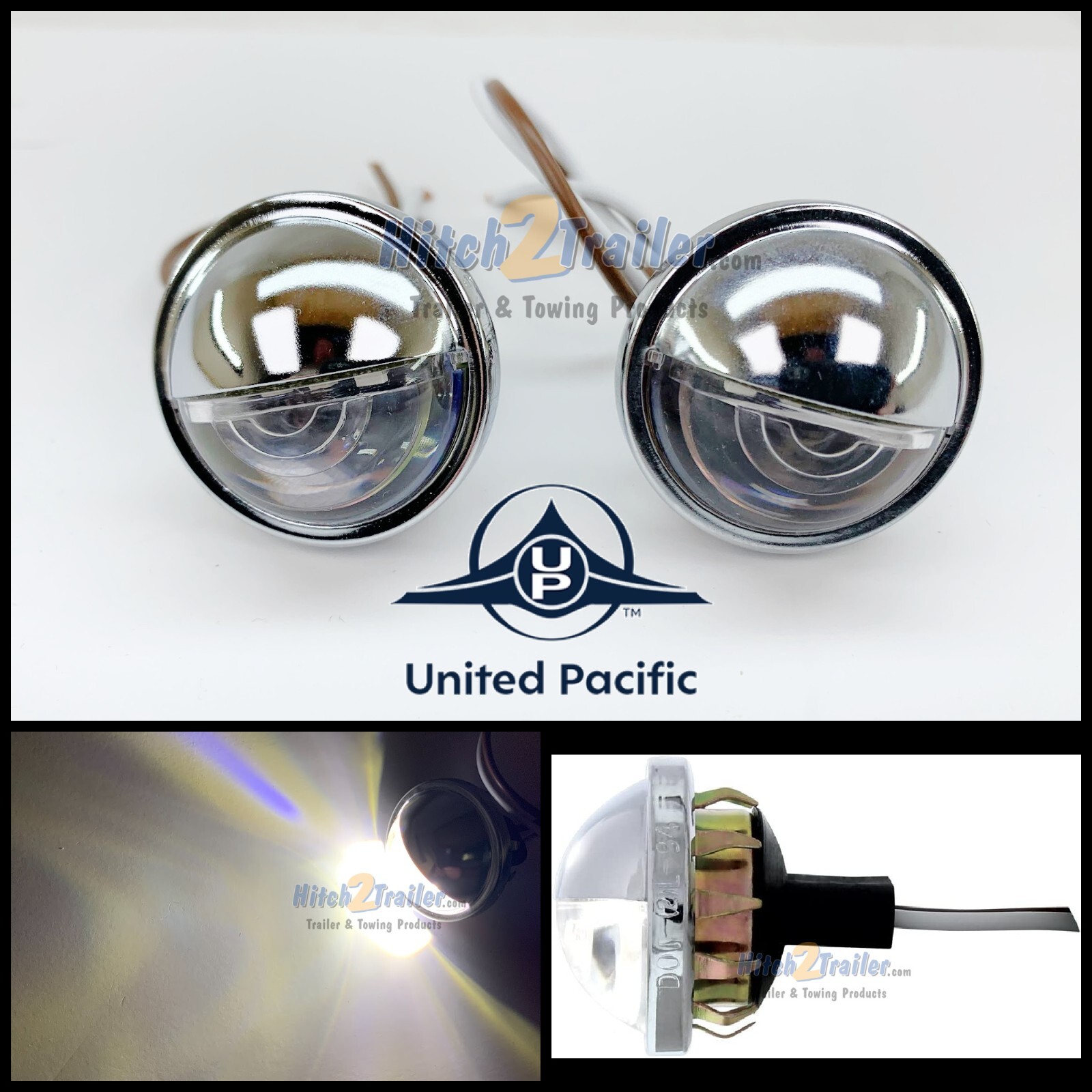 (1) Pair LED License Plate Light 1-1/2" Round for Hot Rods, Trucks, Cars, RV