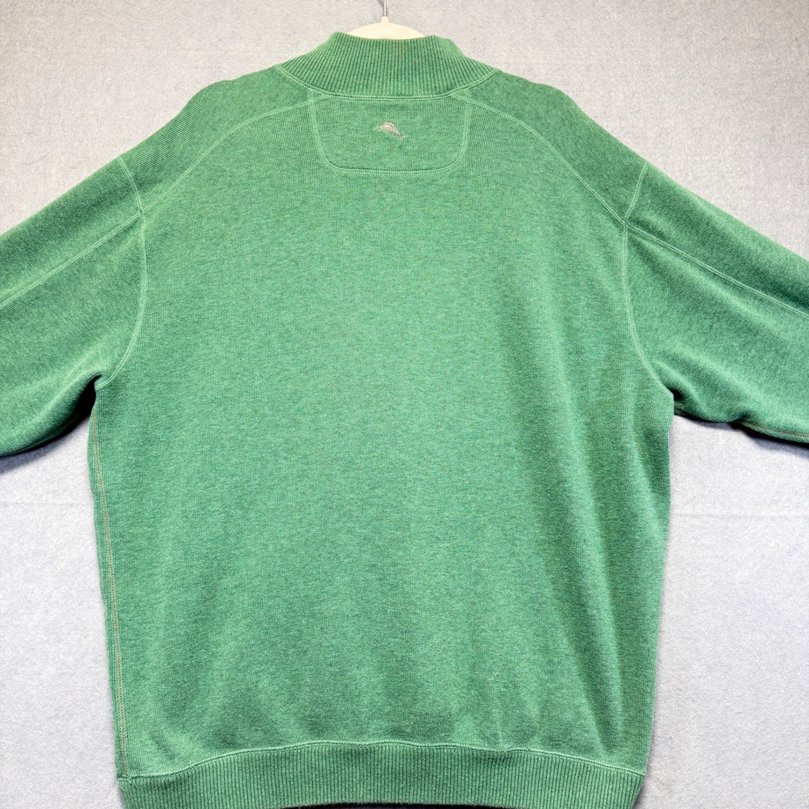 Tommy Bahama Mens Quarter Zip Pullover Sweater Heather Green Mock Neck XL
