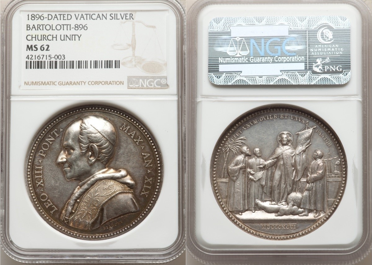 1896 Silver Medal Pope Leo 13 AN XIX Bianchi Church Unity One Fold One Shepherd