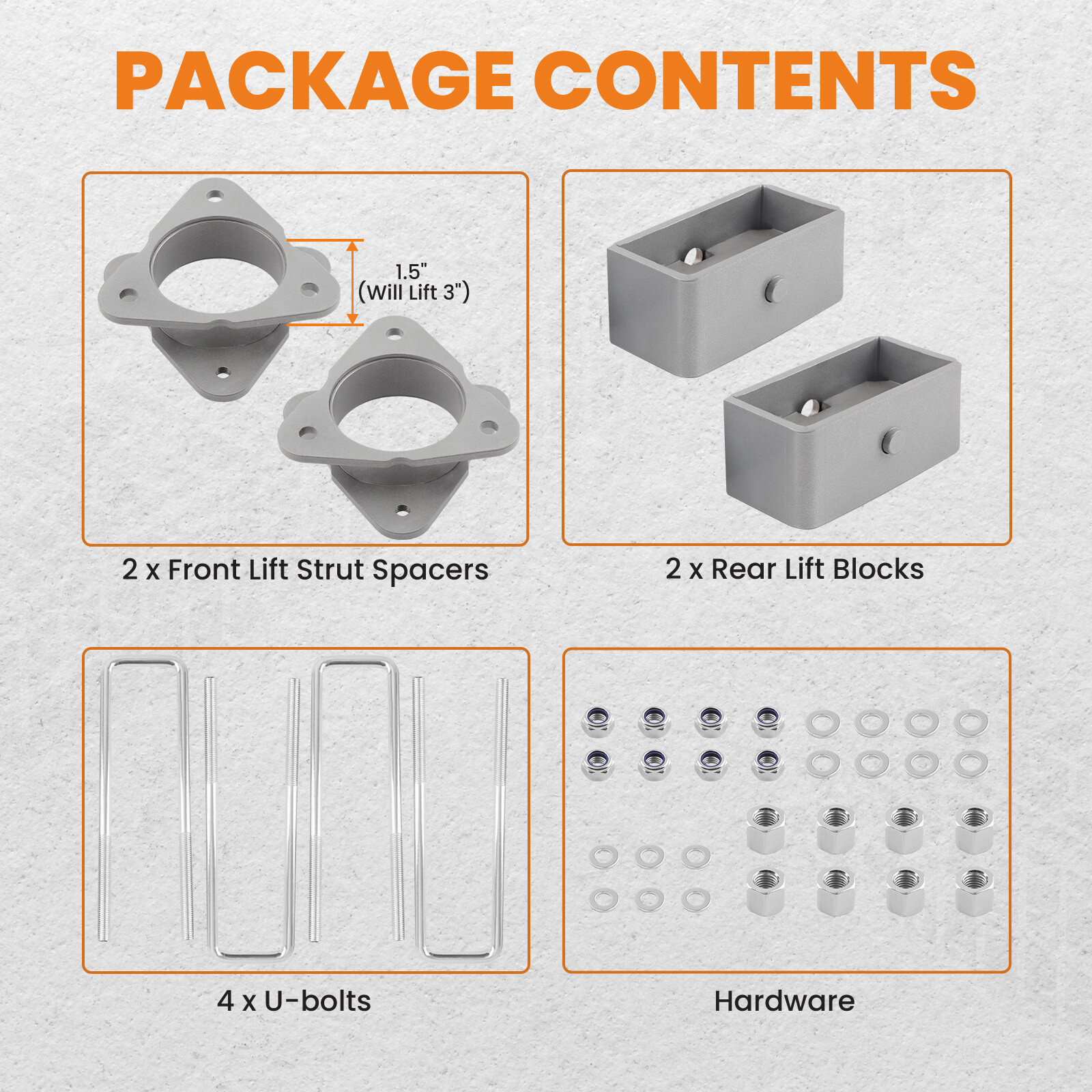 3" Front & Rear Lift Kit Spacers for Chevy Silverado GMC Sierra 1500 2007-2020