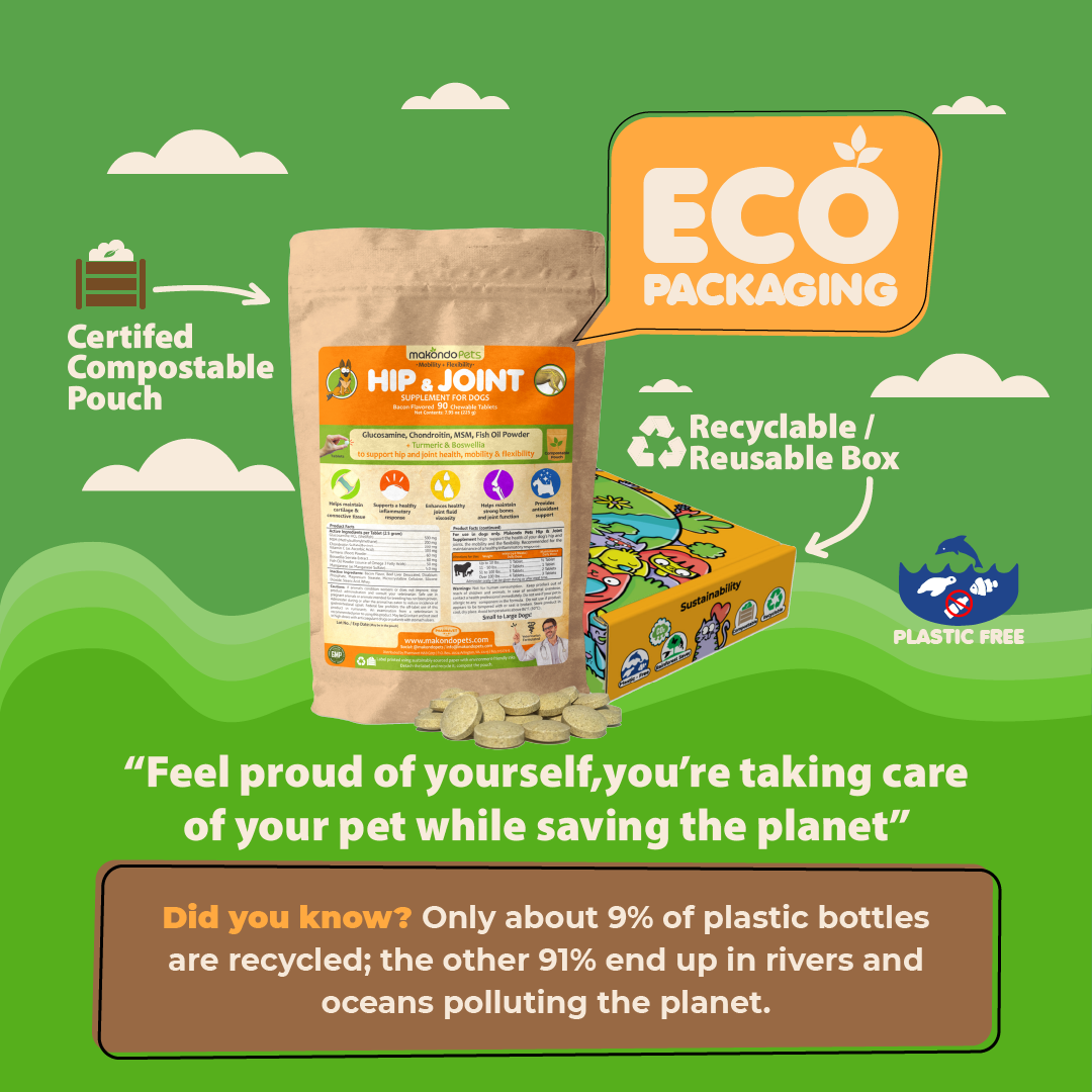 Hip and Joint Supplement for Dogs-Turmeric, Glucosamine. Dog Pain Relief 90 Tabs