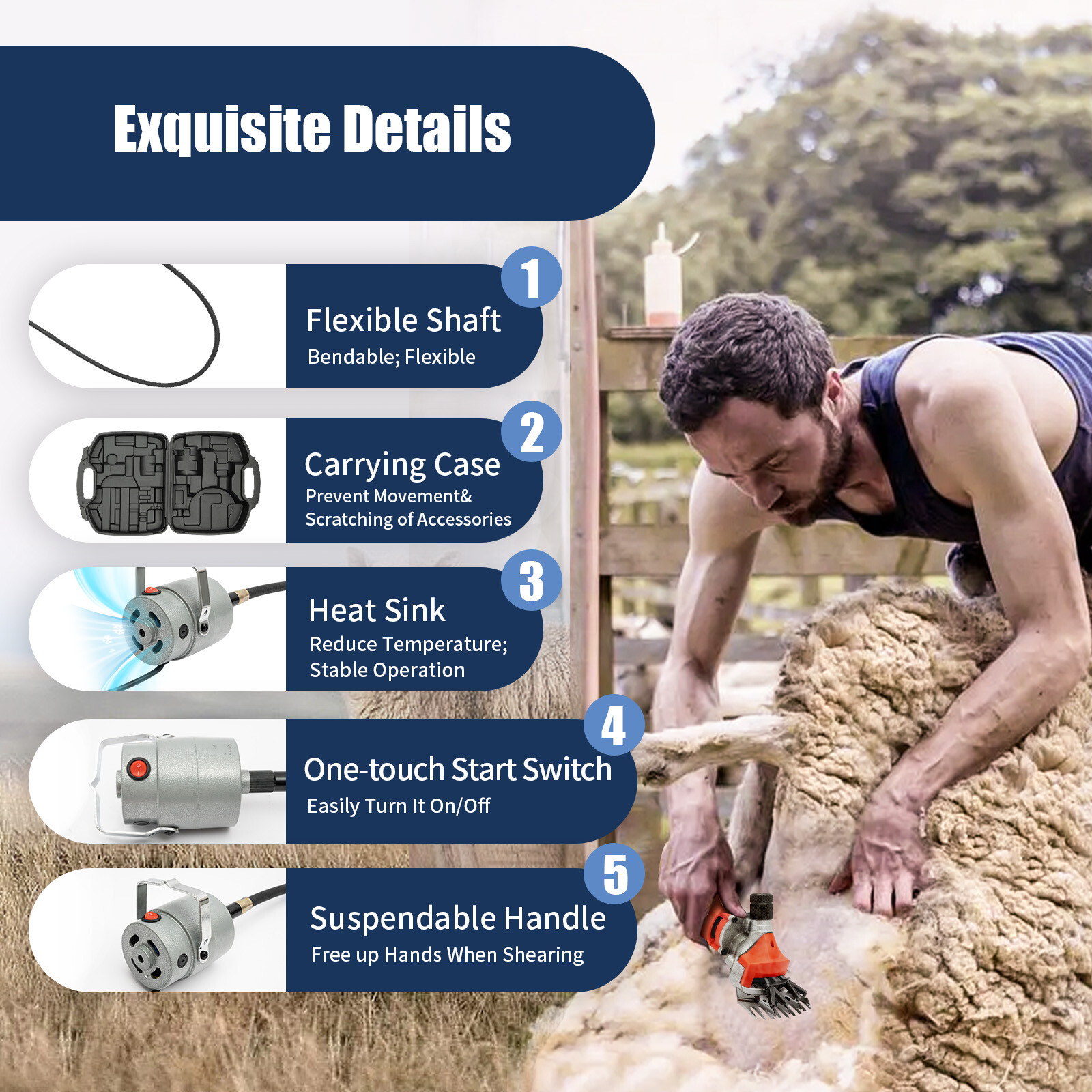 Sheep Shears 750W Professional Heavy Duty Electric Sheep Clippers Sheep Shears