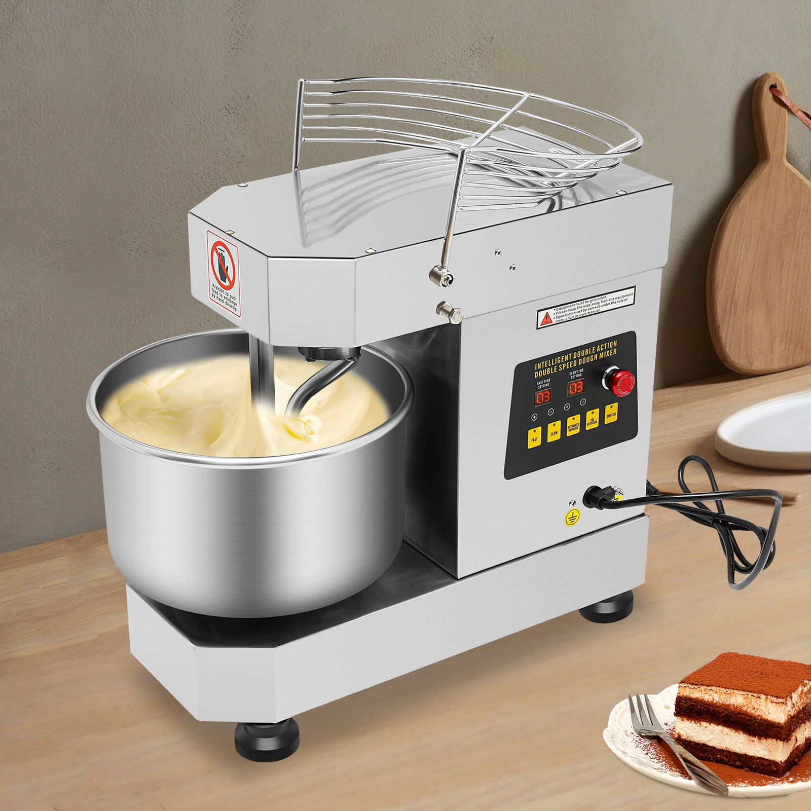 110V 60Hz Dough Kneading Machine 750W Commercial Dough Mixer, Max 360° Mixing
