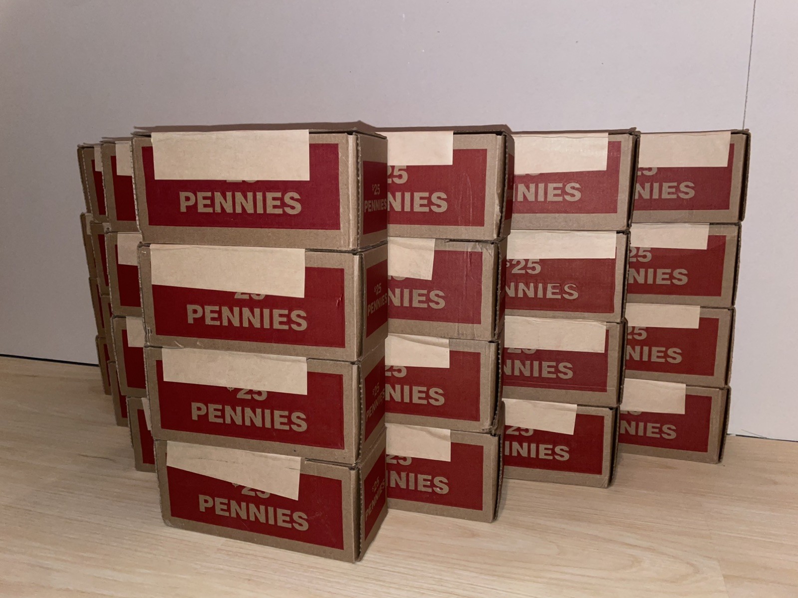 SEALED Bank Box of Pennies $25 Face Unopened Unsearched Lincoln Cents