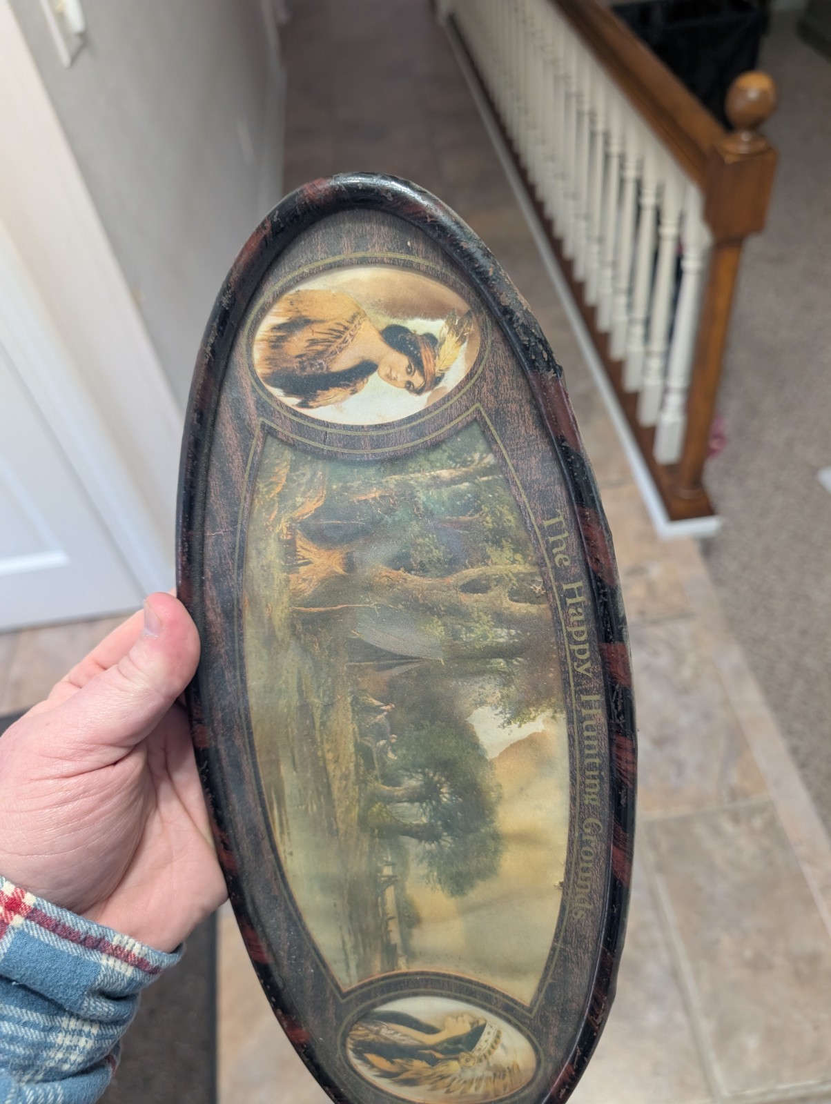 Antique Picture The Happy Hunting Grounds Native American Indians Metal Frame