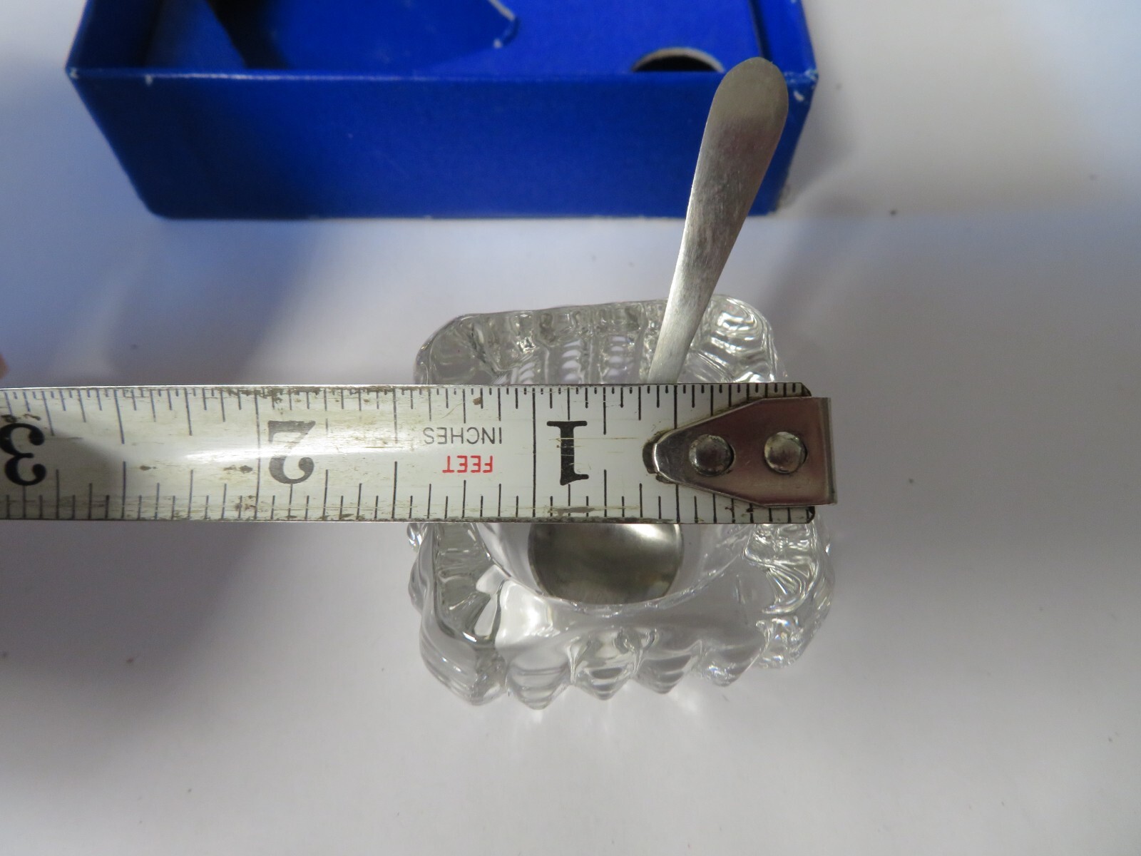 18/8 Stainless Salt Spoon Denmark w/ Cambridge Glass Salt Cellar