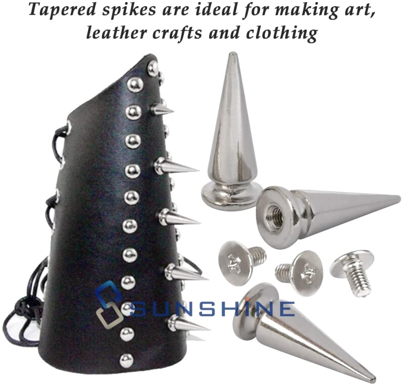 10/20/50/100/200PCS 10mm/26mm Metal Silver Studs Cone Rivets Screw Bullet Spikes