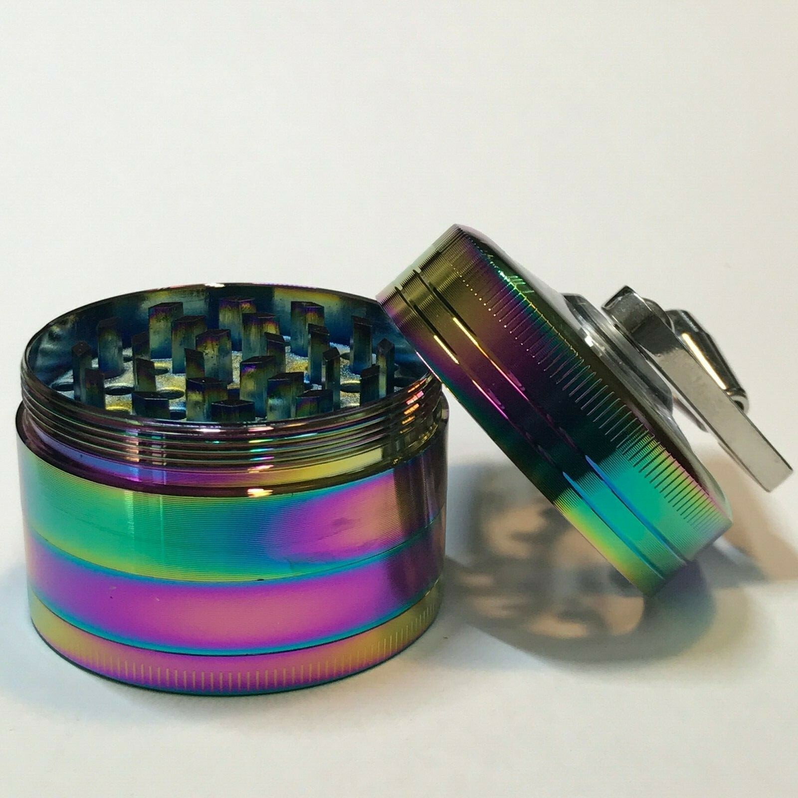 2 Inch 4 Piece Metal Herbal Herb Spice Tobacco Grinder Crusher With Handle Crank