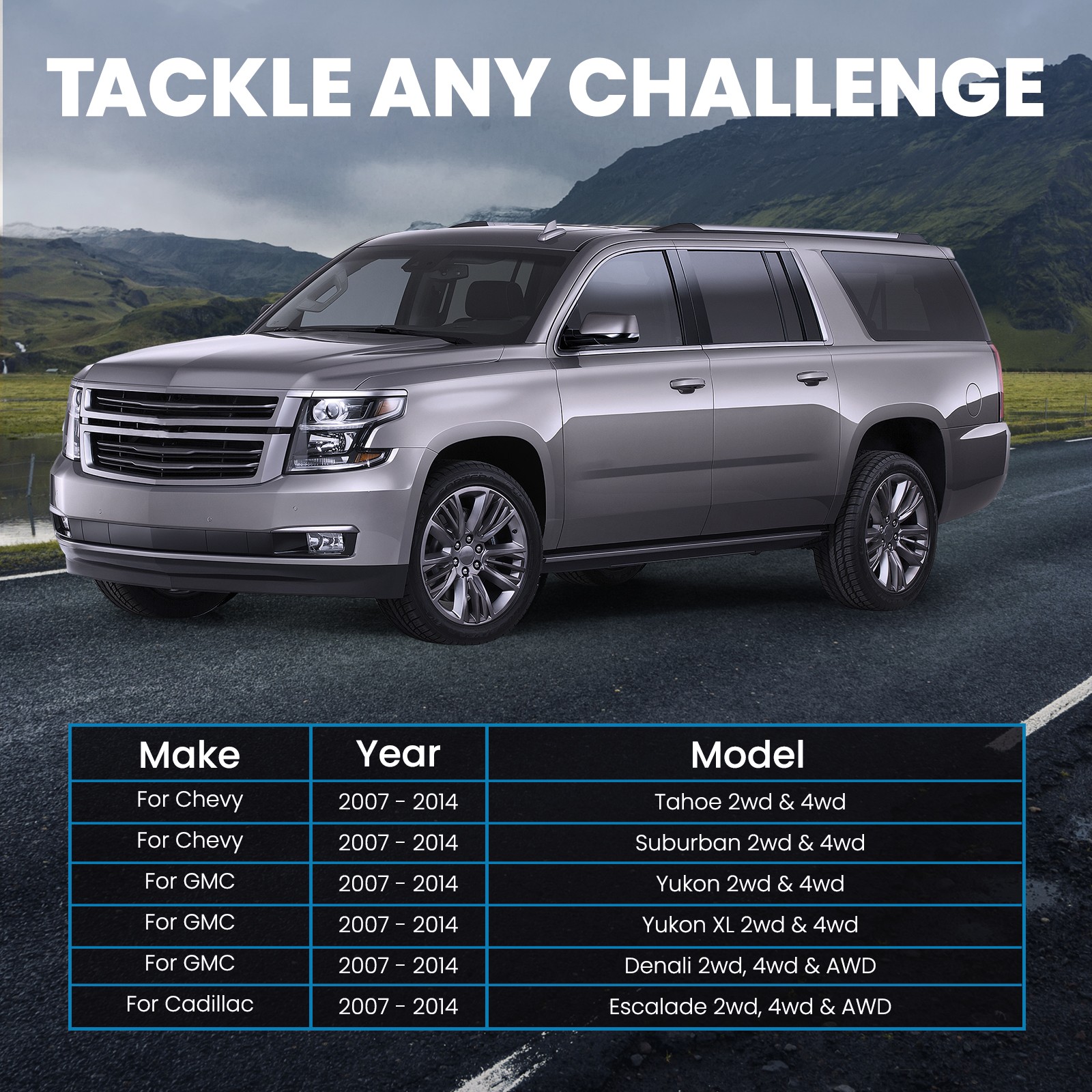 2" / 4" Drop Lowering Kit w/ Shock Extenders for Chevy Tahoe GMC Yukon 2007-2014