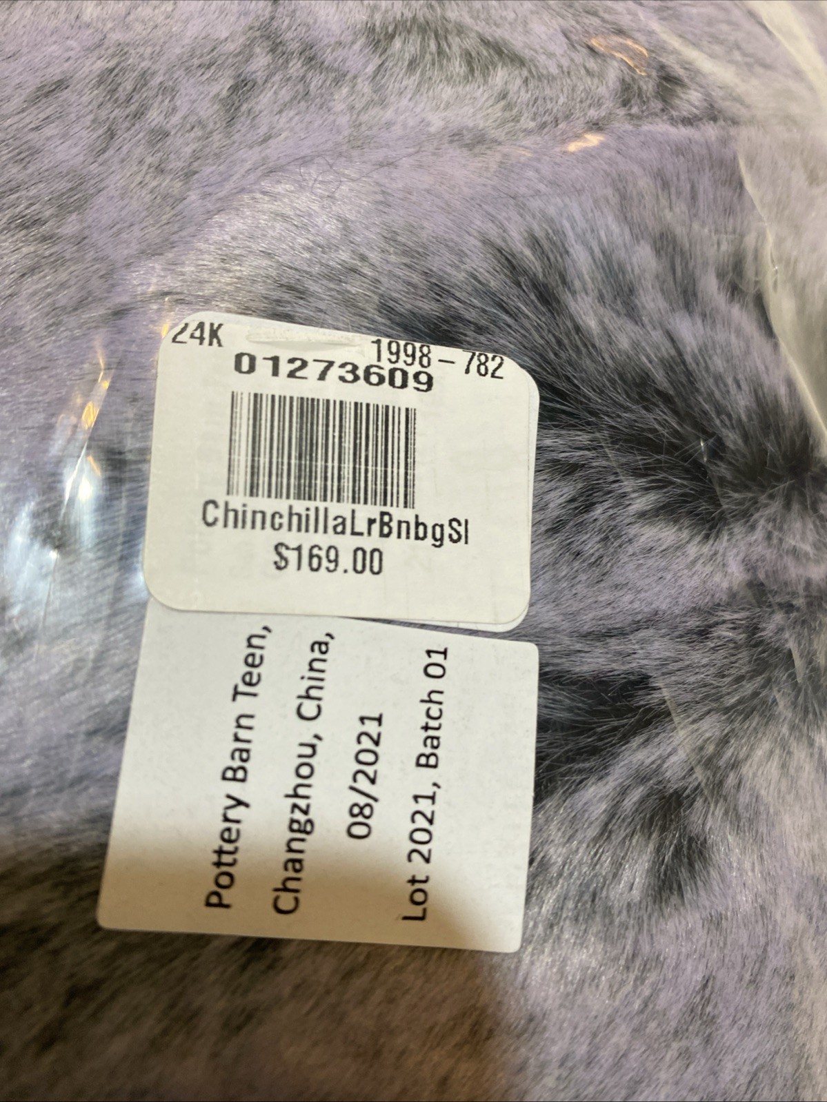 Pottery Barn Teen Chinchilla Faux Fur Bean Bag Slipcover Large 42" (Dark Purple)