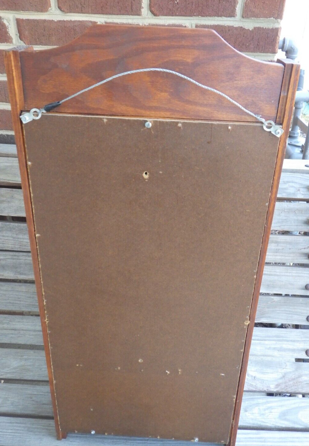 Wall Cabinet Mahogany Wood Punched Tin Pineapple Motif Farmhouse Décor