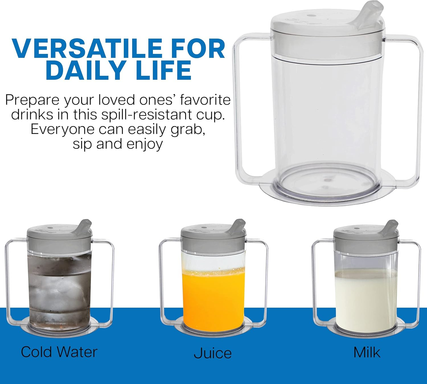 12oz Adult Sippy Cup with Handles - Independence Sip Cups for Adults with Limite