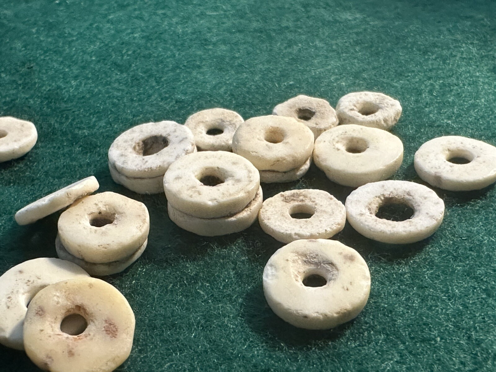 (10) Original Cherokee Indian Shell Trade Beads Ancient Artifacts Pre 1600's