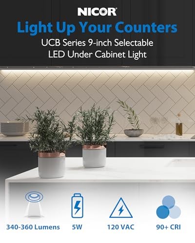 ” LED Direct Wire Under Cabinet Light with On/Off - Dimmable LED 9 Switch