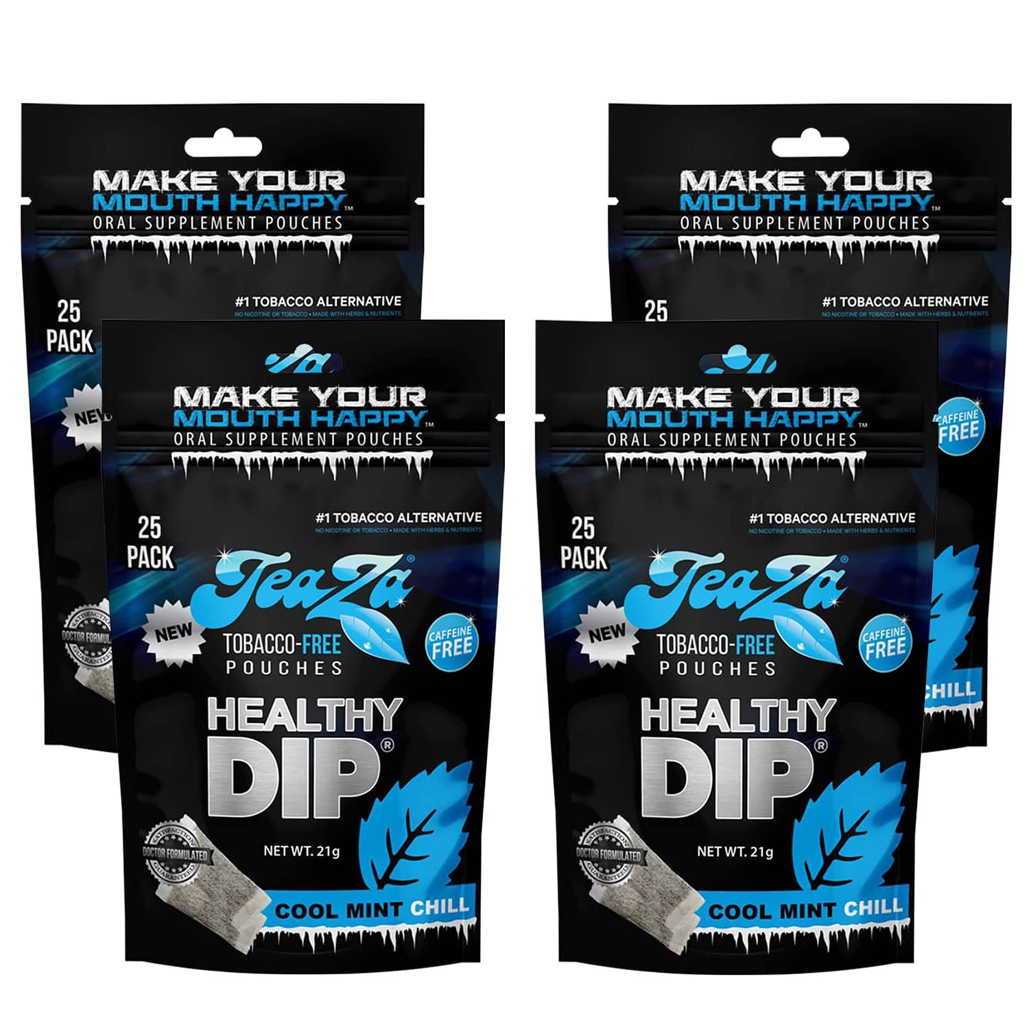 Teaza Energy Herbal Healthy Pouch - Cool Mint Chill 4pk Bags Free Shipping