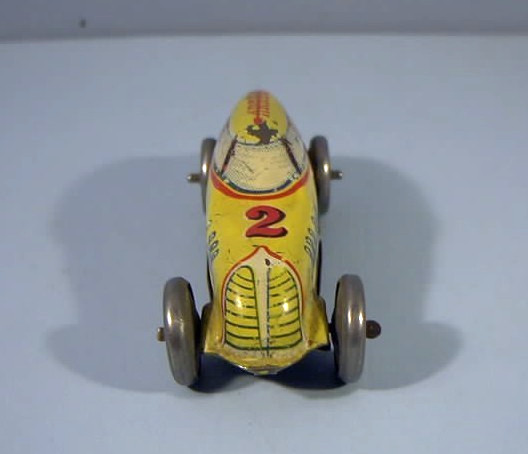 4" Marx Toys, Wind Up Tin Litho, Arrow # 2 Race Car, circa 1930s, Works, No Key