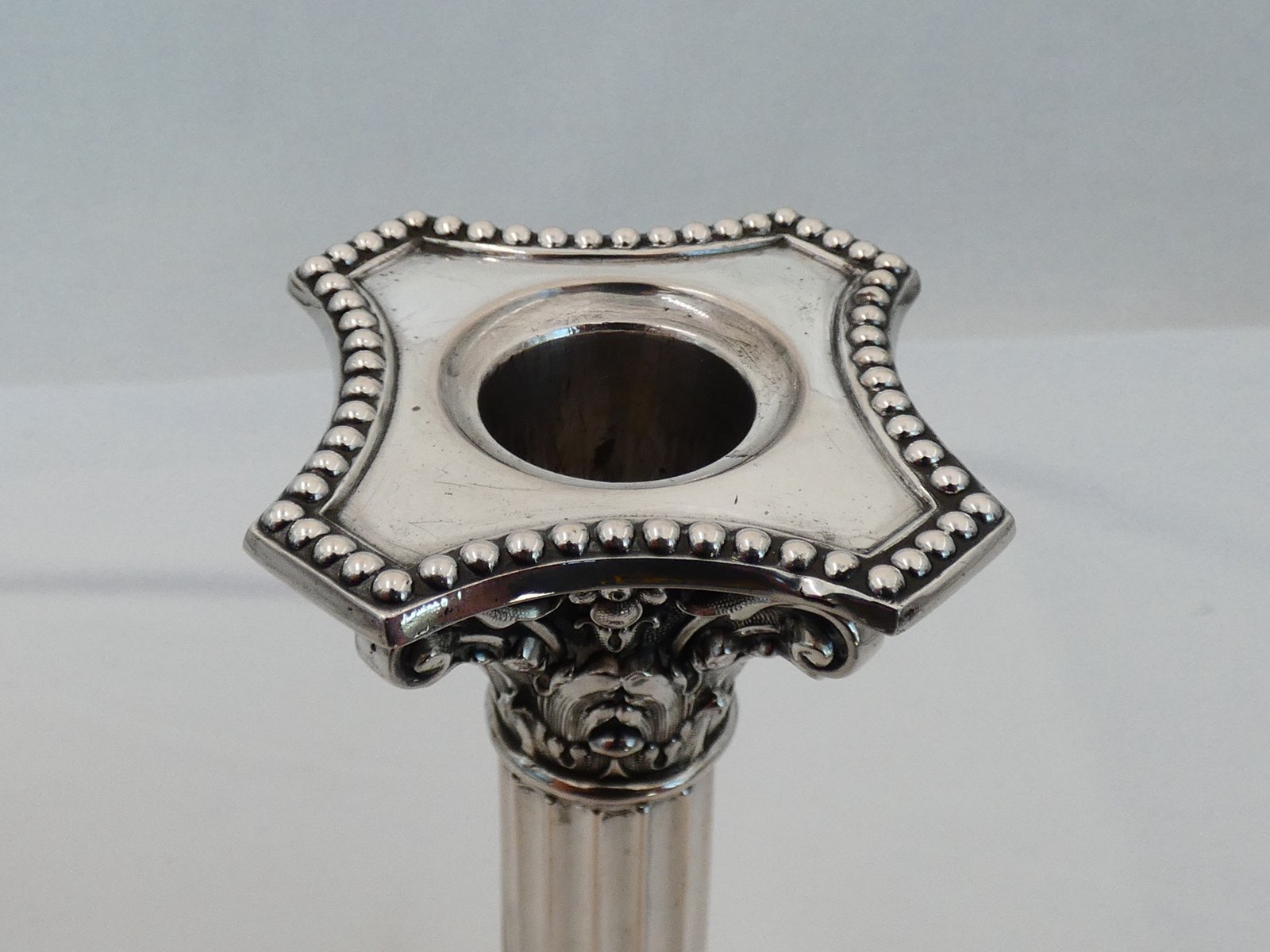 Pair of Antique Germany Silver Friedlander Column Candlesticks RB-13