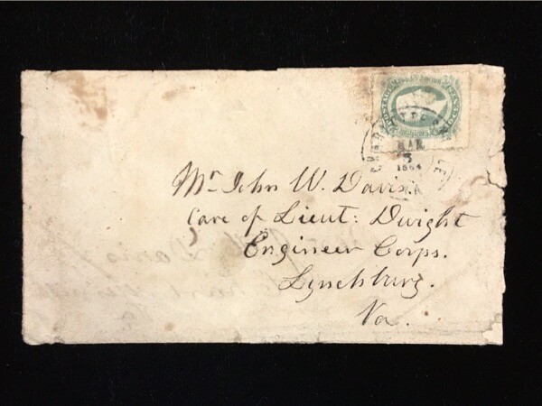 VA CHARLOTTESVILLE 1864 CONFEDERATE TURNED COVER CSA #12F RARE ON COVER