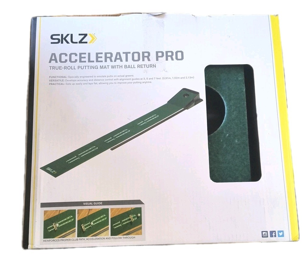 SKLZ Accelerator Pro Golf Putting Green Mat With Auto Ball Return & Visual Guide