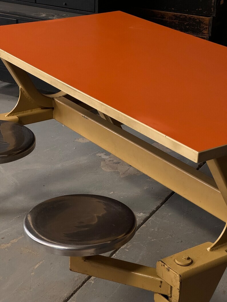 LOT Of Vintage Swing Out Seat Table, Industrial Dining Table, Table Base