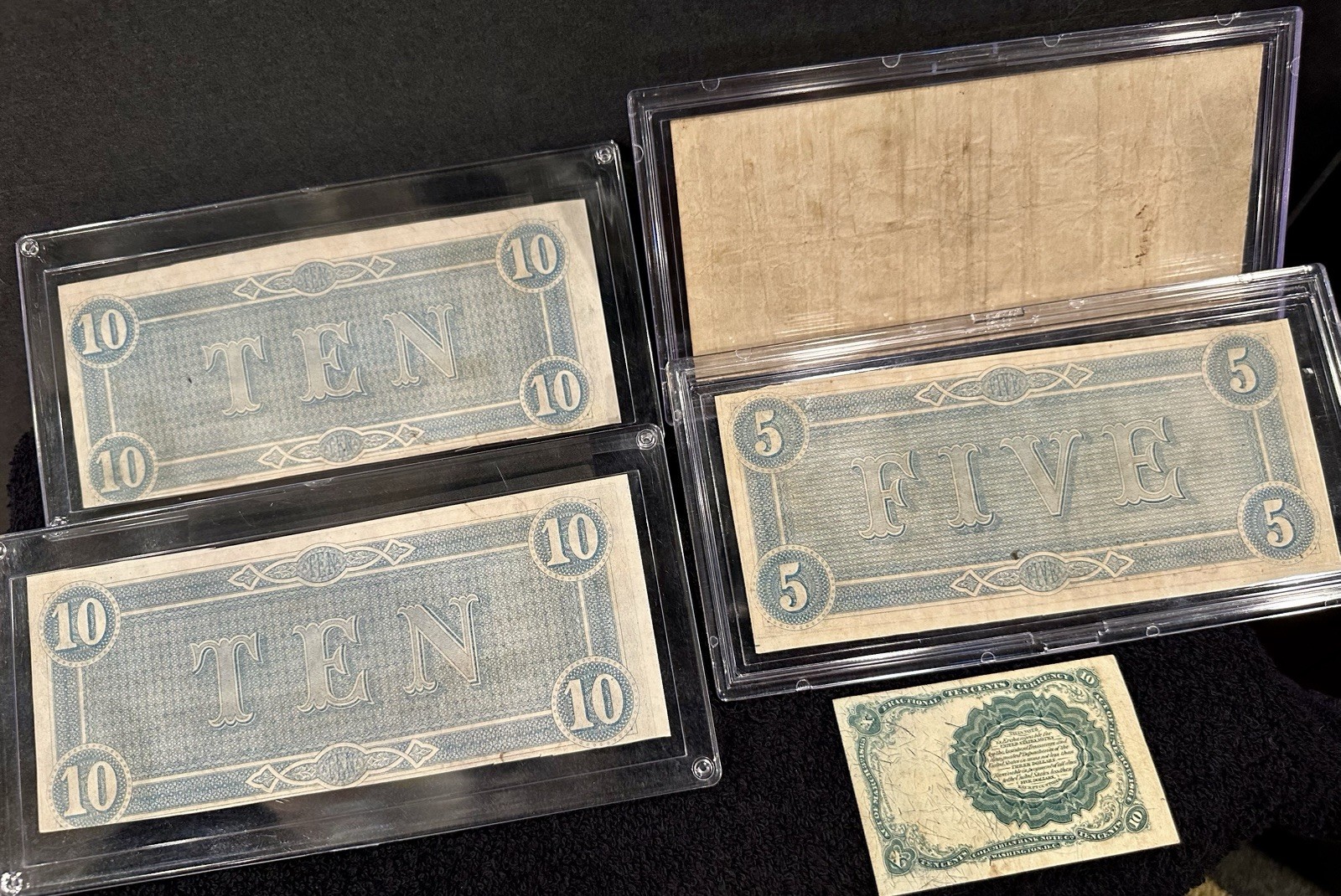 FIVE (5) Piece Confederate Currency Lot- $10 $5 $20 Notes & 10C Fractional Note
