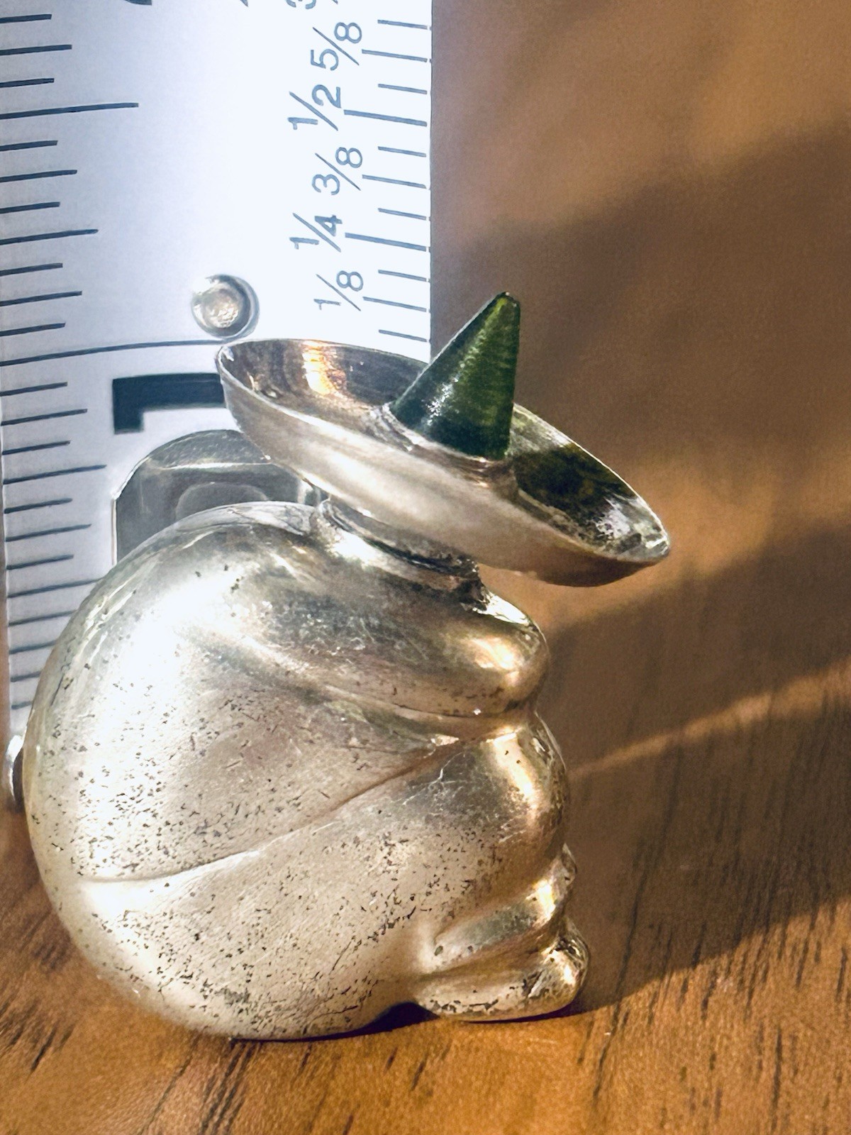 Vintage Sterling Silver Ormex Sombrero Man Perfume Bottle Green Stone Mexico