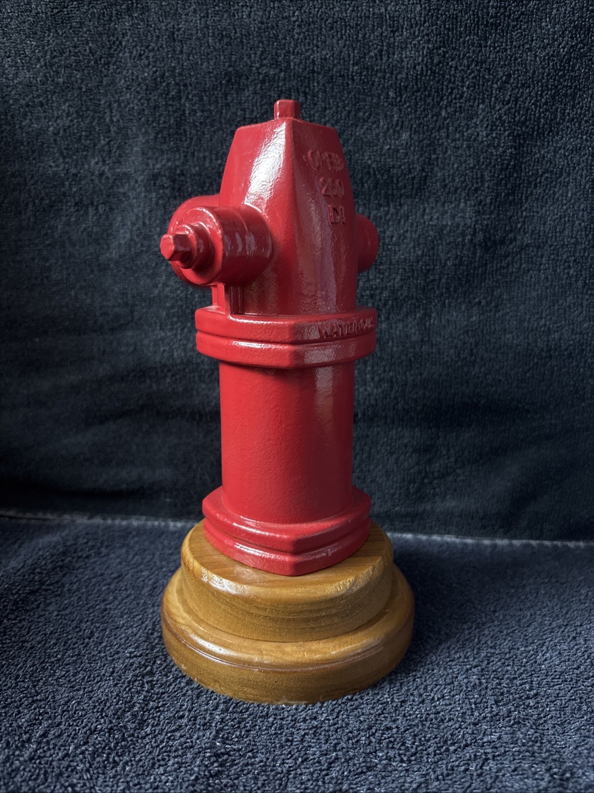 Vintage Fire Hydrant Waterous Desktop Heavy Metal Salesman Sample Wood Base Red