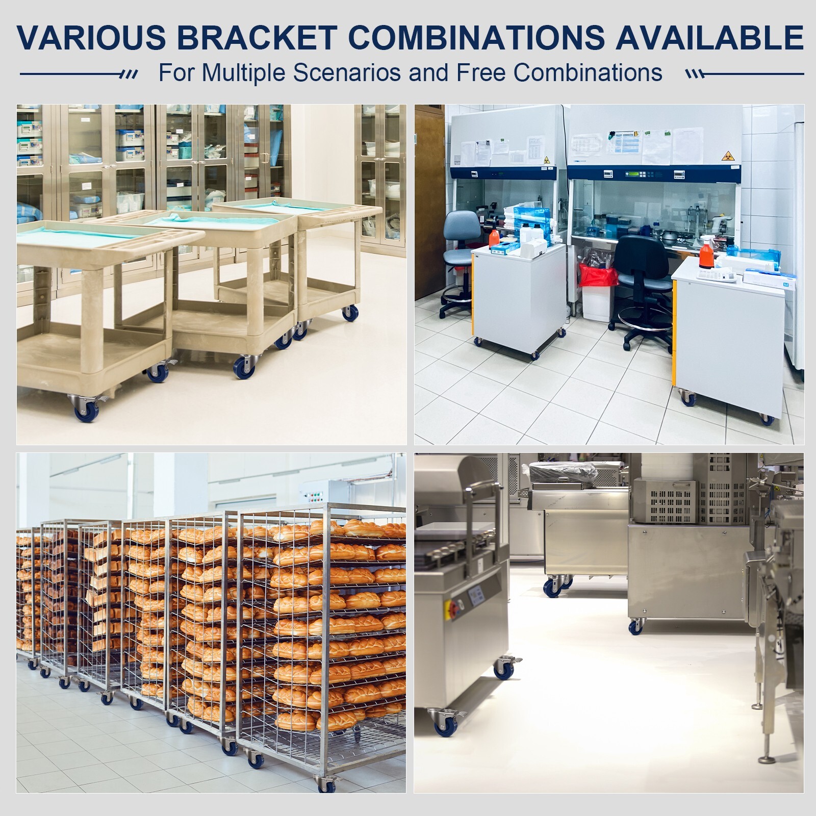3" Stainless Steel Casters，Heavy Duty Industrial Casters， Load Capacity 1400 lbs