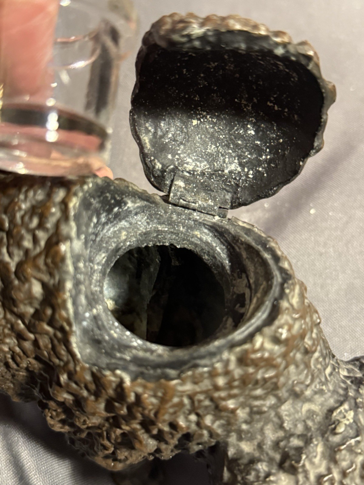 Antique Cold Painted Buffalo Inkwell Sculptural Desk Object w/ insert