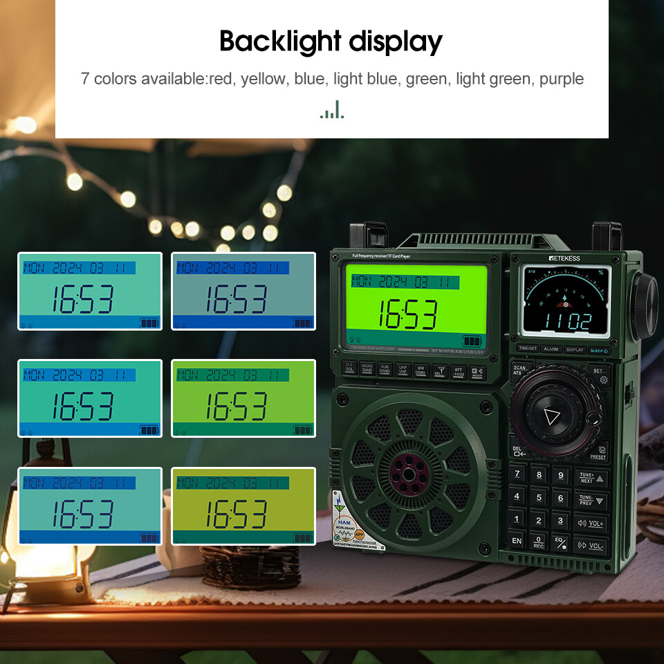 Retekess TR113 Portable AM/FM Full Band Ham Radio Backlight APP Control Camping