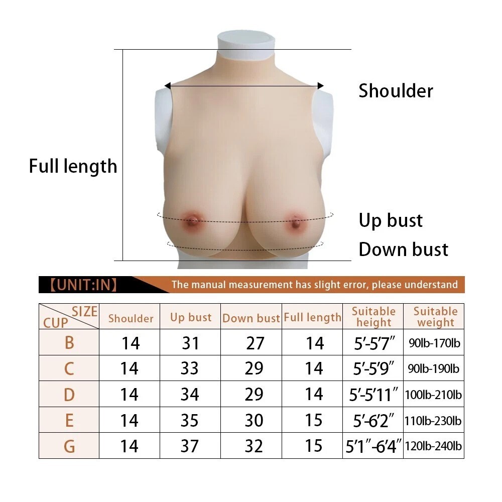 Silicone Crossdresser Breastplates Breast Forms Fake Boobs B-G Cup Drag Queen