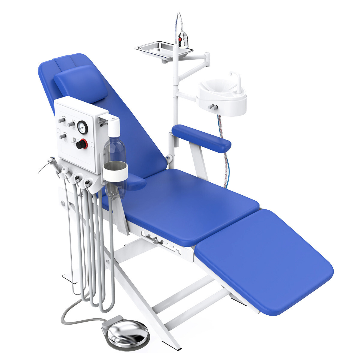Silla dental portatil plegable con unidad de turbina de air escupidera Luz LED