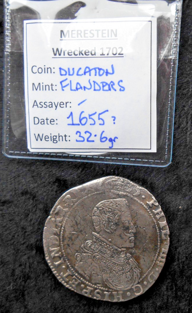 SHIPWRECK treasure SILVER PORTRAIT DUCATON coin MERESTEIN wreck 1655 VOC E India