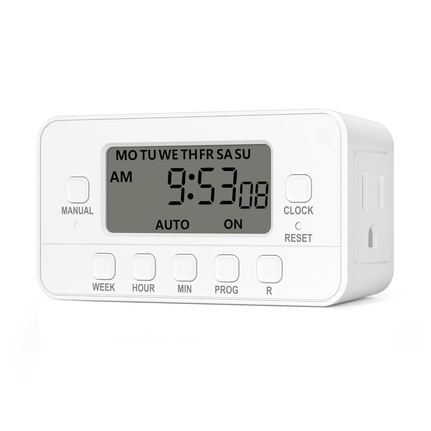 BN-LINK 7-Day Heavy Duty Digital Timer with Dual Outlet, LCD Display 3-Prong