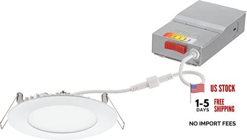 LED Recessed Lights 4 Inch Round Wafer Downlight - 5-in-1 Switchable - White