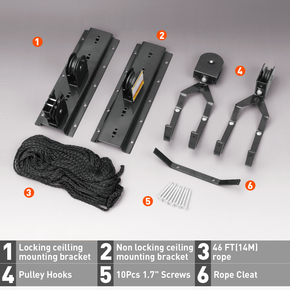 2 Packs Ceiling-Mounted Bike Lift Mountain Bicycle Hoist Garage Utility Hanging