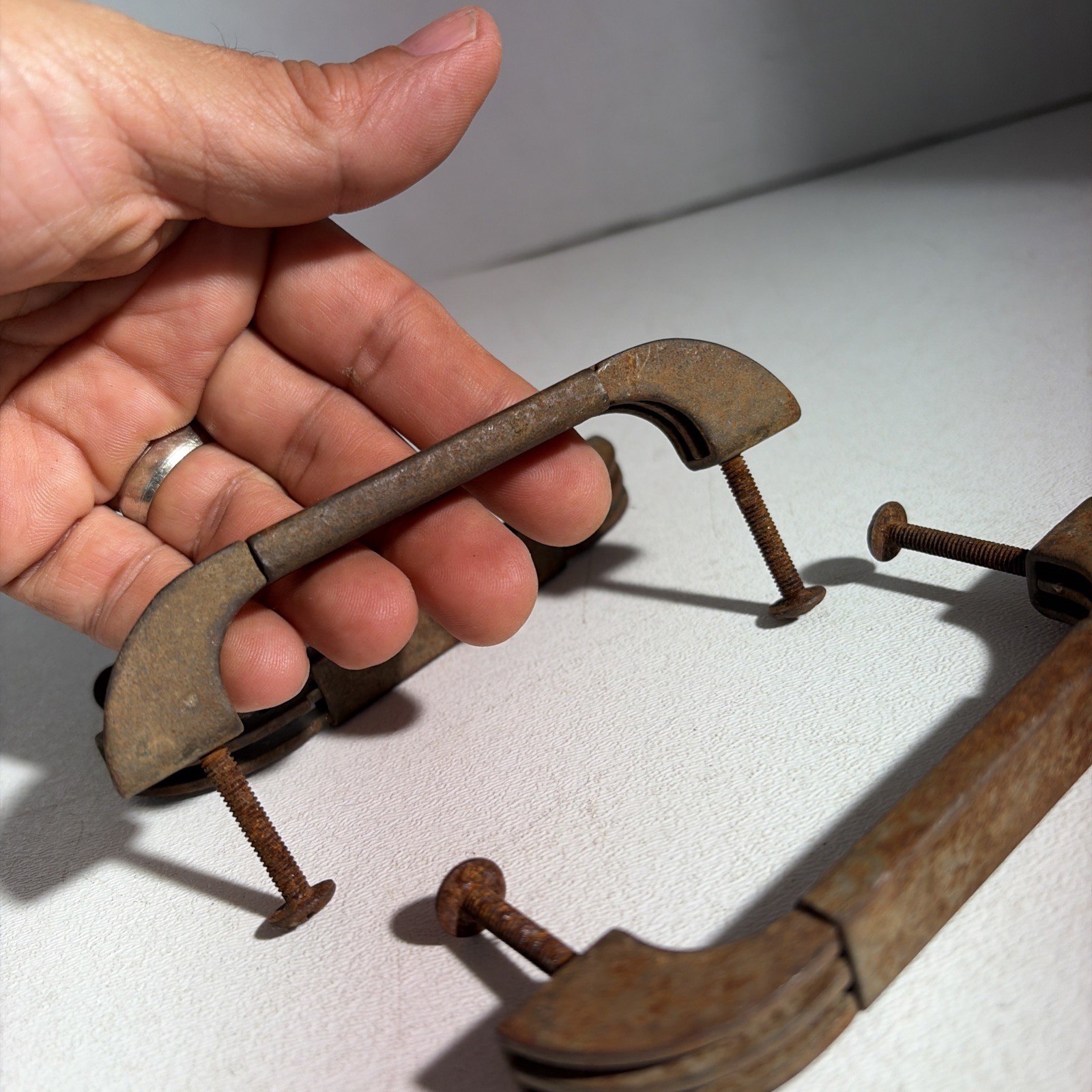 Vintage Art Deco Mid Century Modern Rustic Drawer Pulls Handles Set Of 3