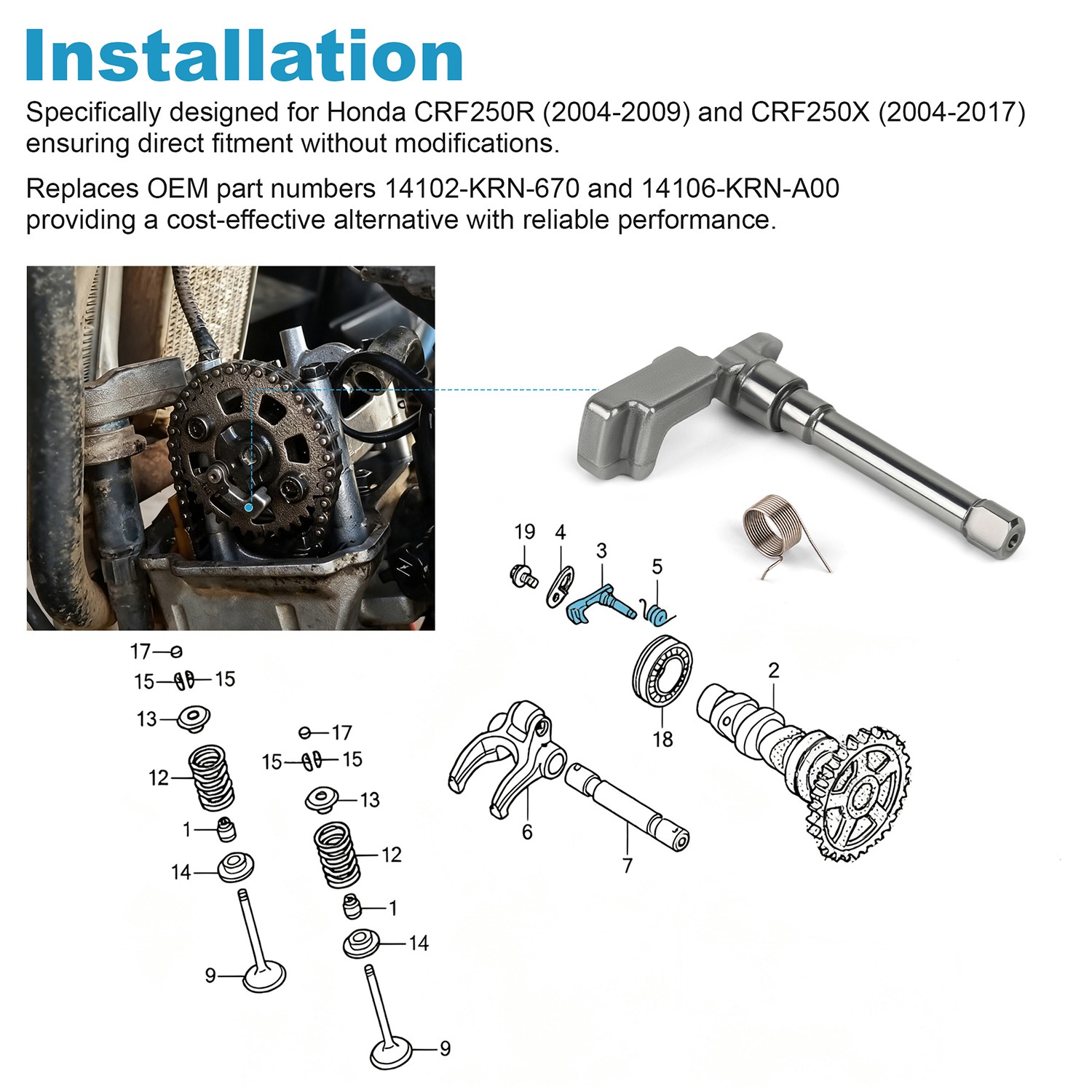 Decompression Weight with Spring for Honda CRF250R 2004-2009 & CRF250X 2004-2017