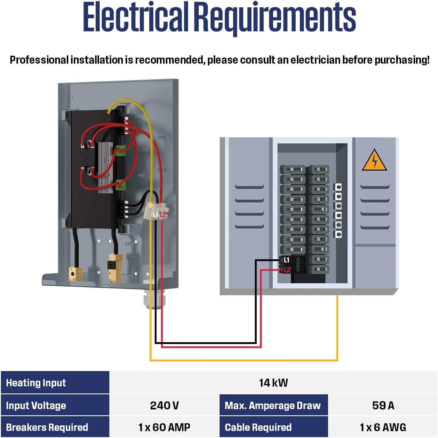 Westinghouse 14kW Tankless Water Heater Electric Instan,for WiFi & Amazon Alexa