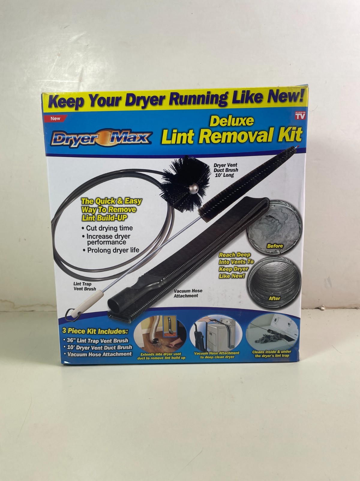 Dryer Max Deluxe Dryer Lint Removal Kit Vacuum Attachment 3 Piece Kit