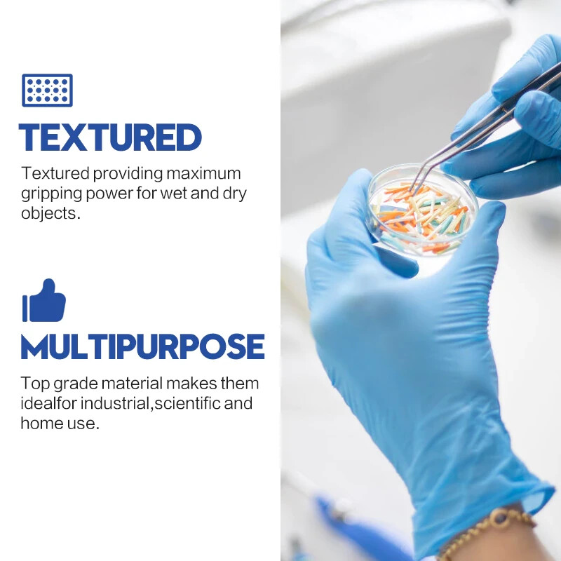 Blue Nitrile Disposable Gloves 3 Mil, Latex & Powder Free